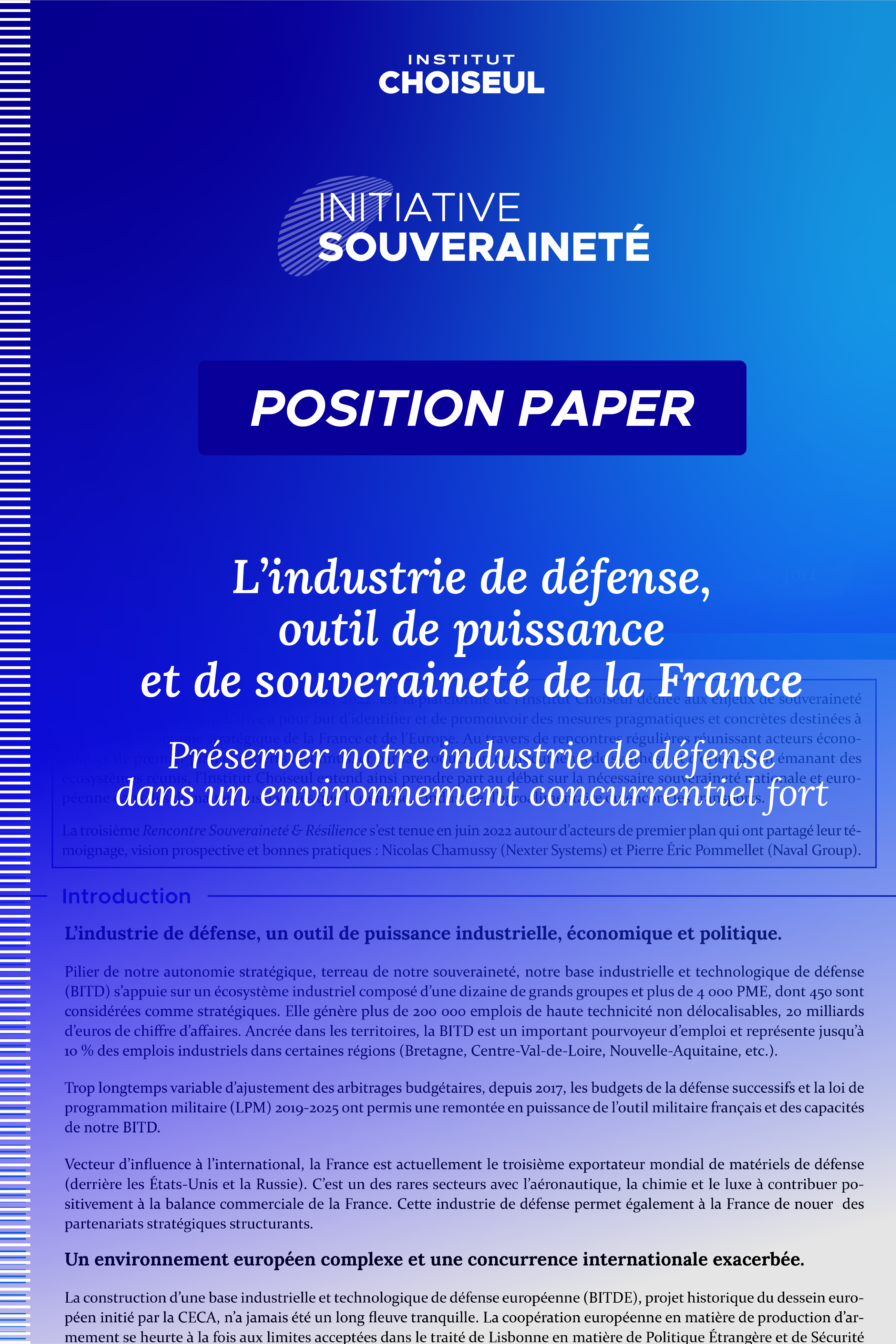 L’industrie de défense, outil de puissance et de souveraineté de la France