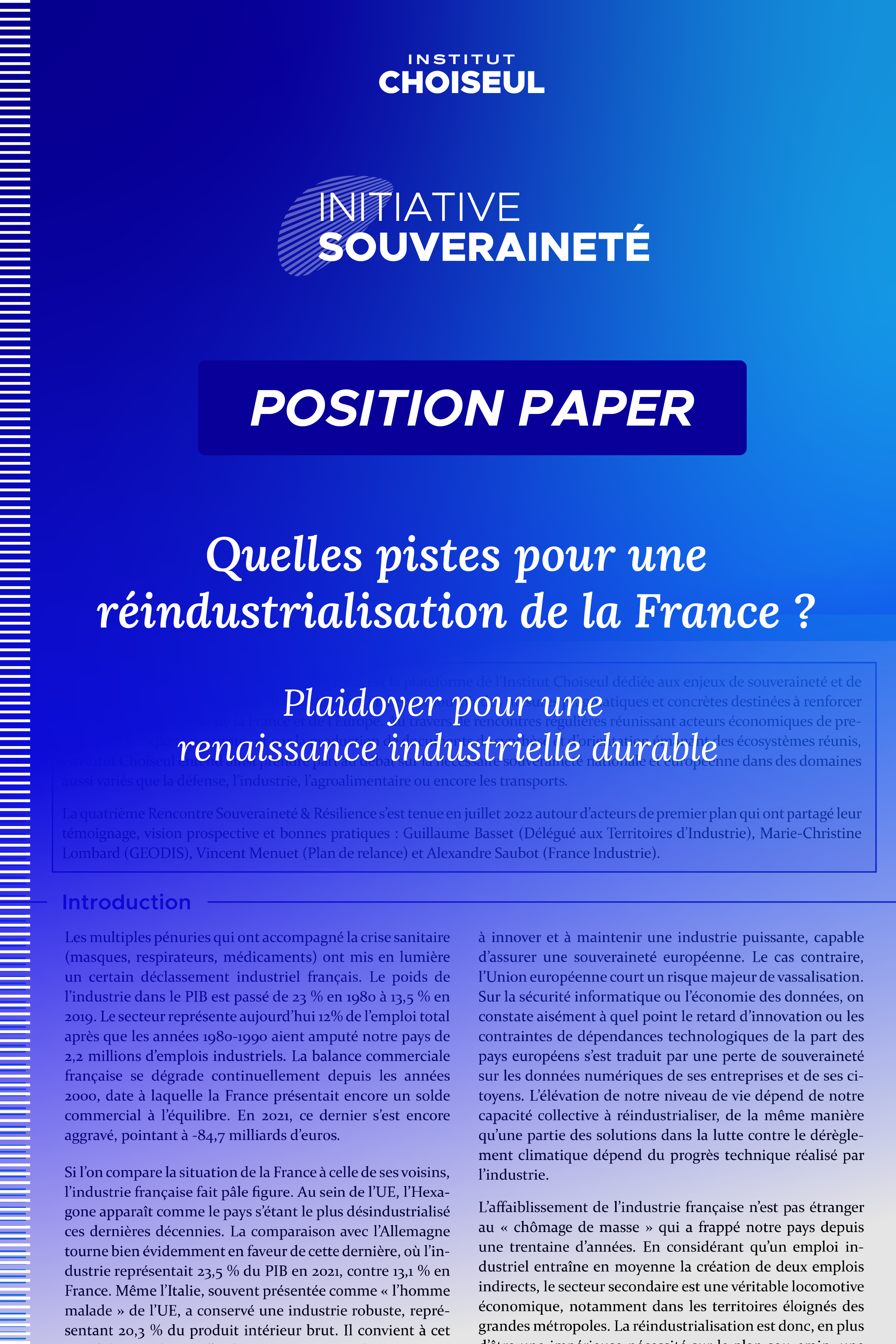 Quelles pistes pour une réindustrialisation de la France ?
