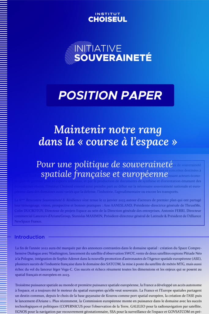 Sortie de la note de position - Industrie spatiale