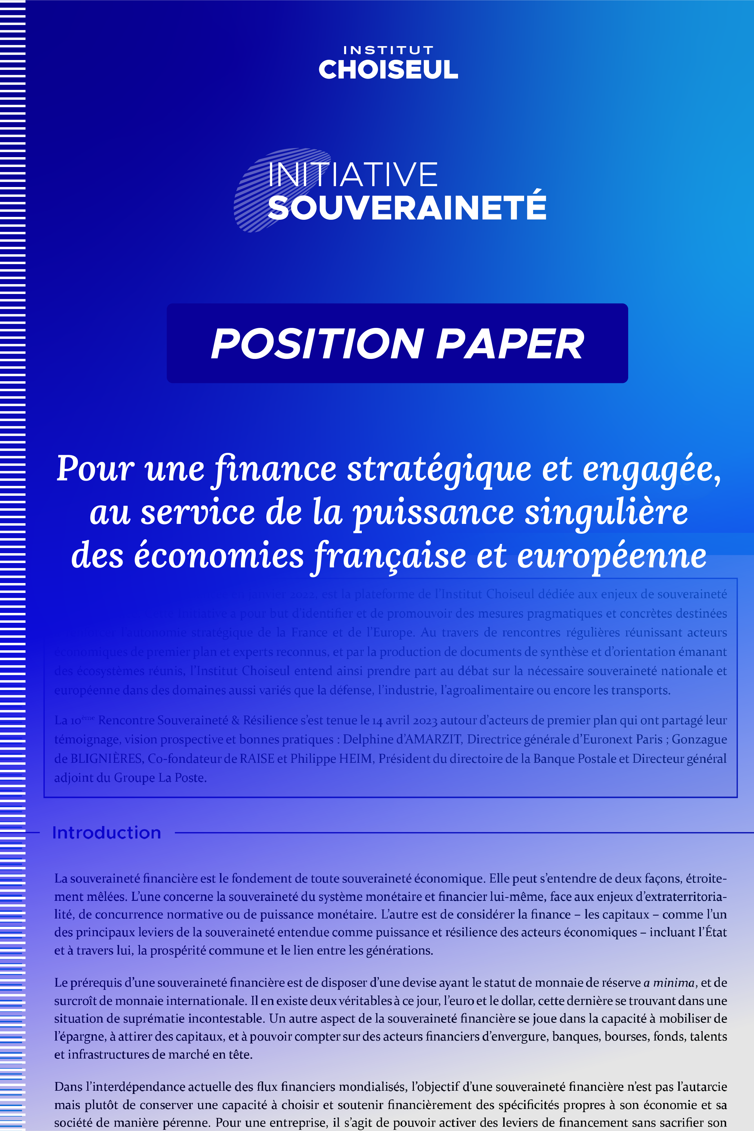 Pour une finance stratégique et engagée, au service de la puissance singulière des économies française et européenne
