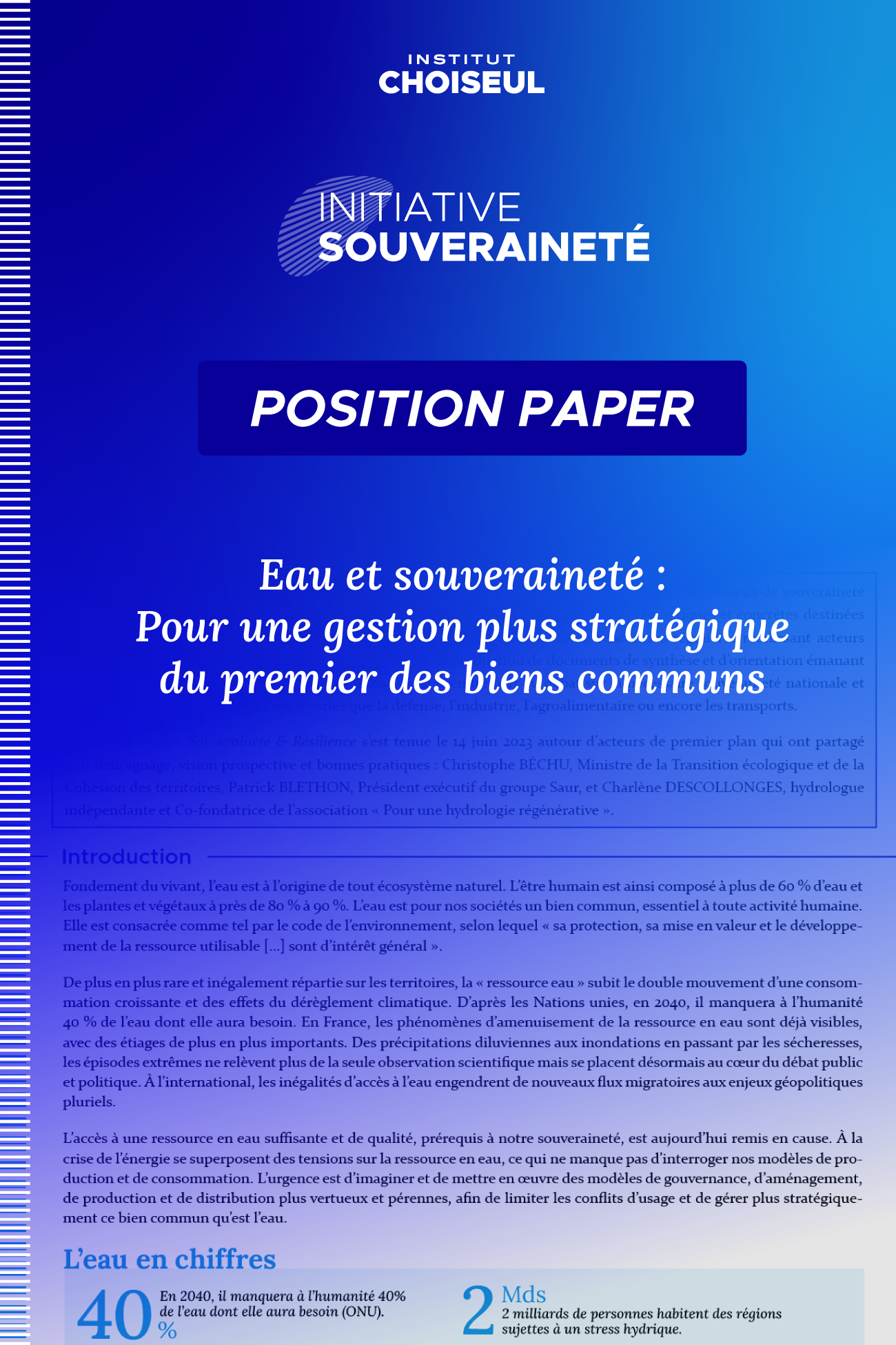 Eau et souveraineté : pour une gestion plus stratégique du premier des biens communs